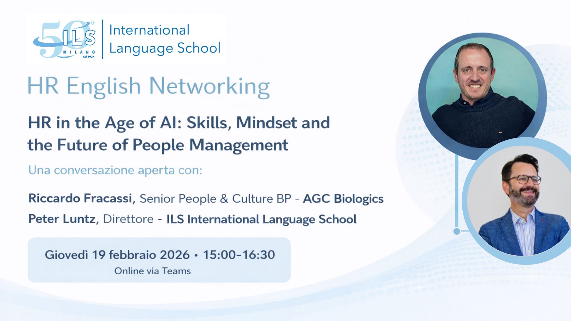 HR English Networking Peter Luntz Riccardo Fracassi ILS International Language School corsi di inglese formazione linguistica aziendale